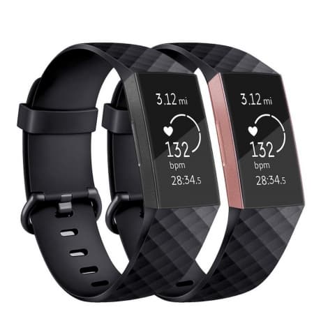 BStrap Silicone Diamond (Large) remienok na Fitbit Charge 3 / 4, black (SFI008C10) 1