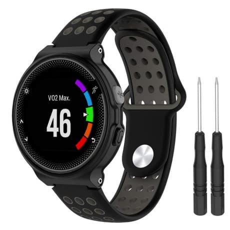 BStrap Silicone Sport remienok na Garmin Forerunner 235, black/gray (SGA002C06)