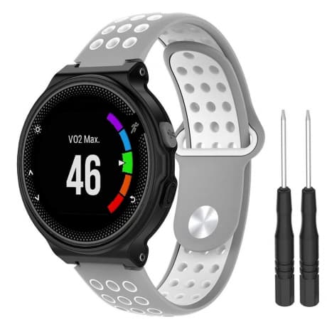 BStrap Silicone Sport remienok na Garmin Forerunner 235, gray/white (SGA002C08) 1