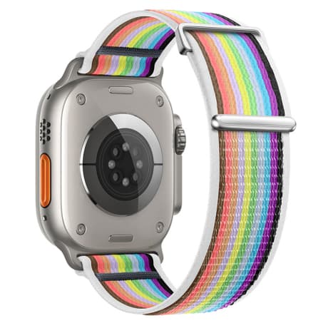 BStrap Velcro Nylon remienok na Apple Watch 38/40/41mm, white rainbow (SAP016C06) 1