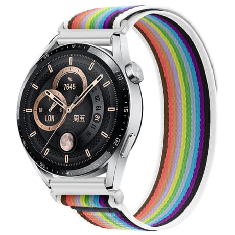 BStrap Velcro Nylon remienok na Garmin Venu 2, white rainbow (SSG029C0408) 1