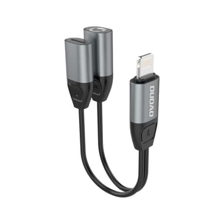 Dudao L17 adaptér Lightning - Lightning / 3,5 mm mini jack, sivý (L17i+ gray) 1