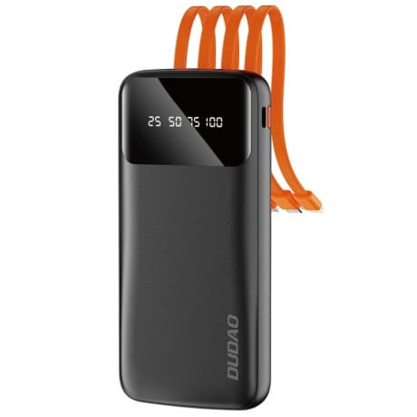 Dudao K6Pro Power Bank 10000mAh 2x USB + kábel USB / USB-C / Lightning / Micro USB, čierny (K6Pro-black) 1