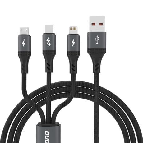 Dudao L3E 3in1 kábel USB - Micro USB / USB-C / Lightning 60W 1.2m, čierny 1