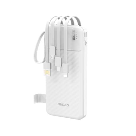 Dudao K11 Power Bank 10000mAh + kábel USB / USB-C / Lightning / Micro USB 10W, biely 1