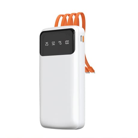 Dudao K6Pro Power Bank 10000mAh 2x USB + kábel USB / USB-C / Lightning / Micro USB, biely 1