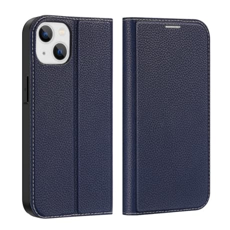 Dux Ducis Skin X2 knižkové kožené puzdro na iPhone 14 Plus, modré 1