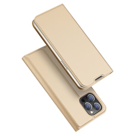 Dux Ducis Skin Pro knižkové kožené puzdro na iPhone 14 Pro, zlaté 1