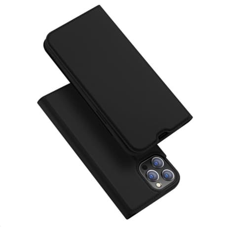 DUX DUCIS Skin Pro knižkové kožené puzdro na iPhone 13 Pro Max, čierne