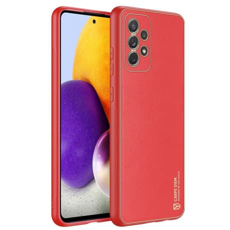 DUX DUCIS Yolo kožený kryt na Samsung Galaxy A72 4G, červený 1