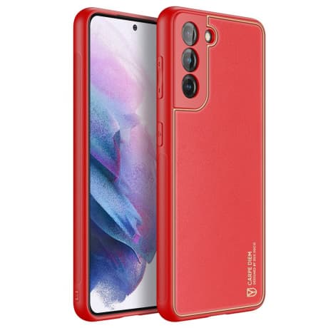 DUX DUCIS Yolo kožený kryt na Samsung Galaxy S21 Plus 5G, červený 1