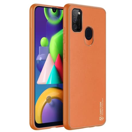 DUX DUCIS Yolo kožený kryt na Samsung Galaxy M30s, oranžový 1
