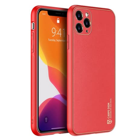 DUX DUCIS Yolo kožený kryt na iPhone 11 Pro Max, červený
