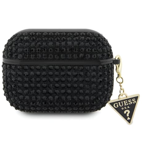 Guess Rhinestone Triangle puzdro na AirPods Pro, čierne (GUAPHDGTPK) 1