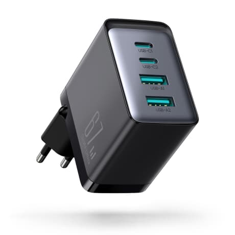 Joyroom TCG02 GaN sieťová nabíjačka 2x USB / 2x USB-C 67W + kábel USB-C, čierna (TCG02) 1