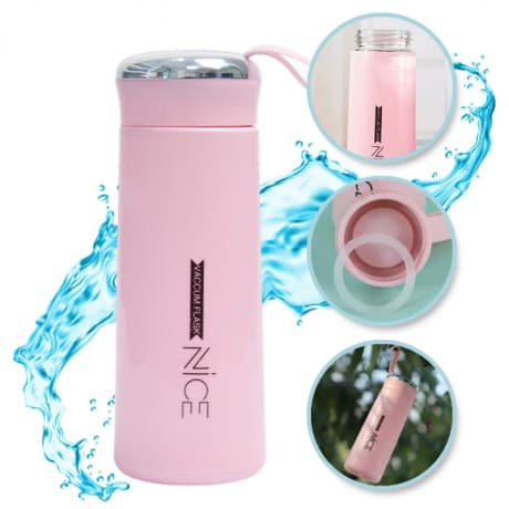 Livefy sklenená fľaša Bottly 400ml, ružová 1