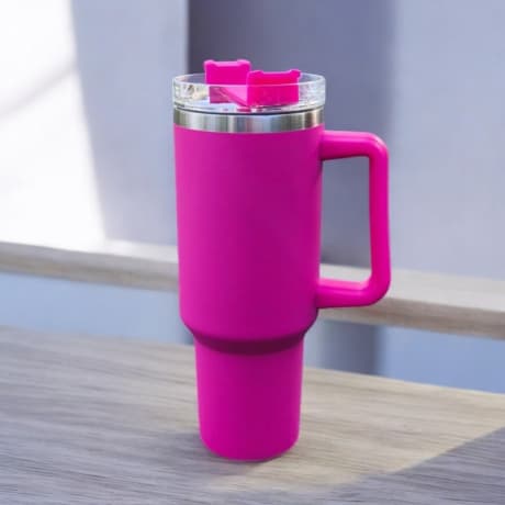 Livefy pohár so slamkou Happycup 1l, ružový