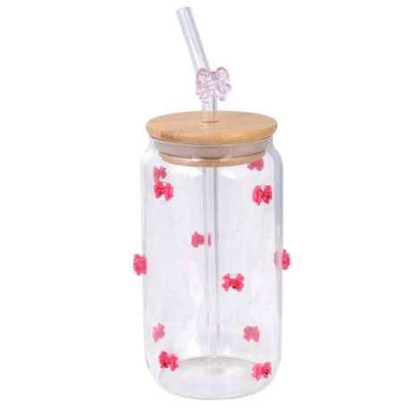 Livefy pohár so slamkou Bowy 400ml, ružový 1