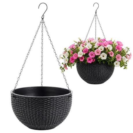 Livefy závesný kvetináč Flowers 26cm, čierny 1