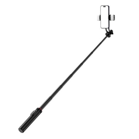 MG Tripod Bluetooth selfie tyč s LED svetlom 1.3m, čierna 1