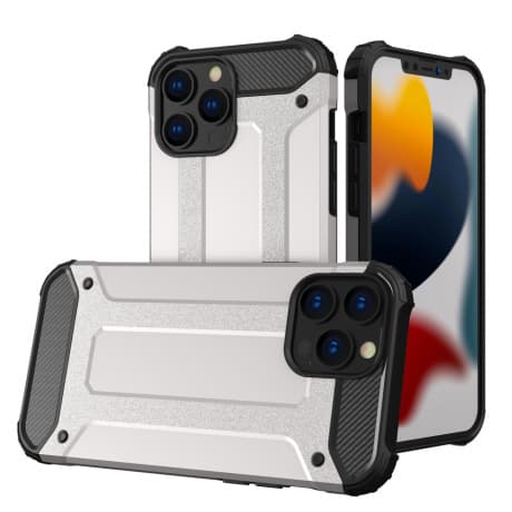 MG Hybrid Armor plastový kryt na iPhone 13 Pro, strieborný 1