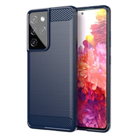 MG Carbon Case Flexible silikónový kryt na Samsung Galaxy S21 Ultra 5G, modrý 1