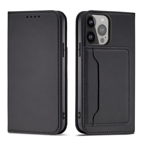 MG Magnet Card knižkové kožené puzdro na iPhone 13 Pro, čierne 1
