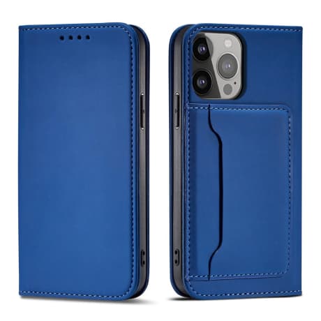 MG Magnet Card knižkové kožené puzdro na iPhone 13 Pro Max, modré 1
