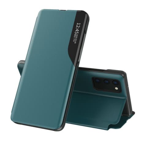 MG Eco Leather View knižkové puzdro na Samsung Galaxy A72, zelené 1