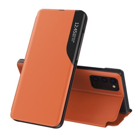 MG Eco Leather View knižkové puzdro na Samsung Galaxy A72 4G, oranžové 1