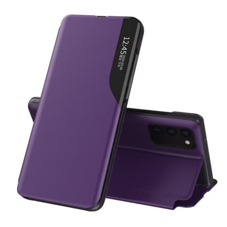 MG Eco Leather View knižkové puzdro na Samsung Galaxy A72 4G, fialové 1