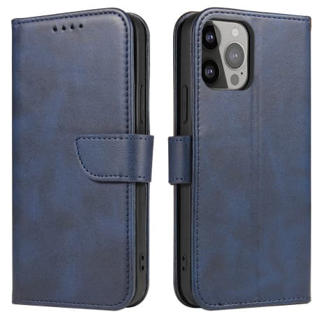 MG Magnet knižkové kožené puzdro na iPhone 13 Pro, modré 1