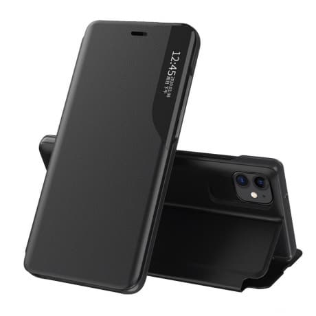 MG Eco Leather View knižkové puzdro na iPhone 13 Pro Max, čierne 1