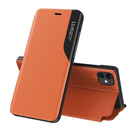 MG Eco Leather View knižkové puzdro na iPhone 13 Pro Max, oranžové 1