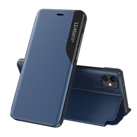 MG Eco Leather View knižkové puzdro na iPhone 13 mini, modré 1