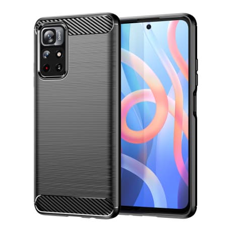 MG Carbon Case Flexible silikónový kryt na Xiaomi Poco M4 Pro 5G, čierny 1