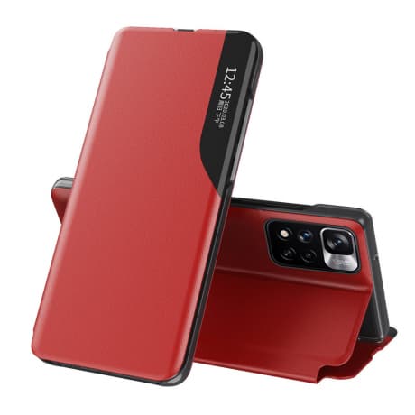 MG Eco Leather View knižkové puzdro na Xiaomi Redmi Note 11 Pro 4G/5G, červené 1