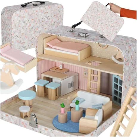 MG Dollhouse domček pre bábiky v kufríku, ružový 1