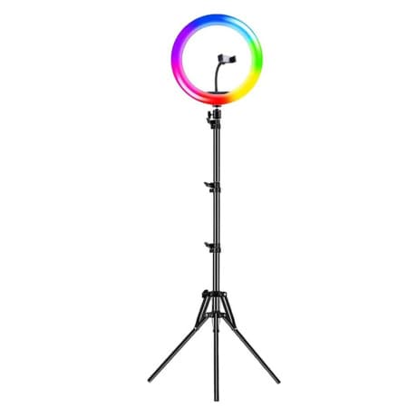 MG ZD666 RGB kruhové LED svetlo + statív 2.1m, čierne 1