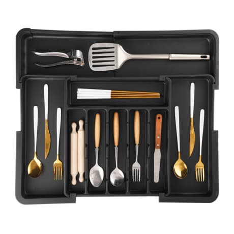 MG FlexiSpace nastaviteľný príborník do zásuvky 33–56 cm, čierny