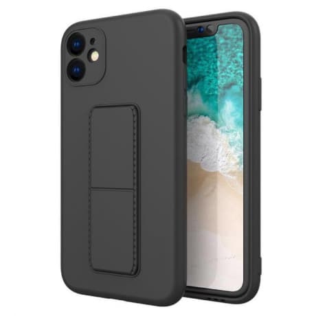 MG Kickstand silikónový kryt na iPhone 12 Pro Max, čierny 1