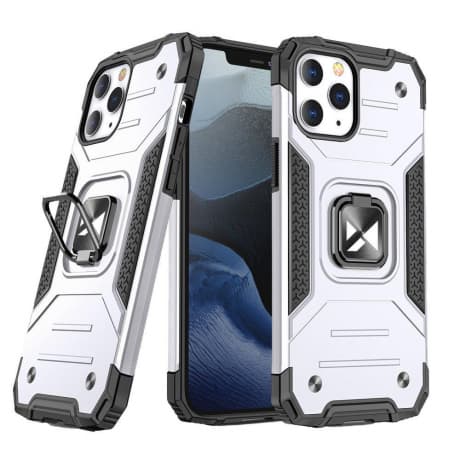 MG Ring Armor plastový kryt na iPhone 13, strieborný 1