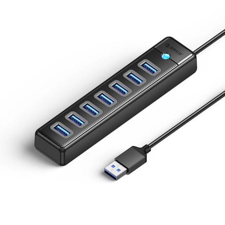 Orico PW7U-U3 HUB adaptér USB - 7x USB 3.0 / USB-C 3A, čierny 1