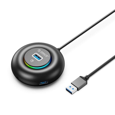 Orico YXR4-U3 HUB adaptér USB - 3x USB 3.0 / 3.5mm jack 0.3m, čierny