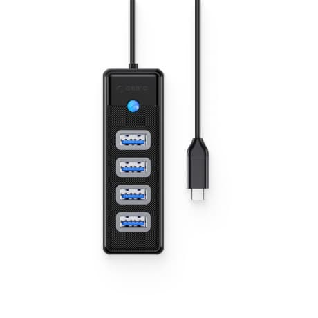 Orico PW4U-C3 HUB adaptér USB-C - 4x USB 3.0 1m, čierny