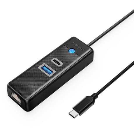 Orico PWCUR-C3 HUB adaptér USB-C - USB 3.0 / USB-C / RJ45 0.5m, čierny 1