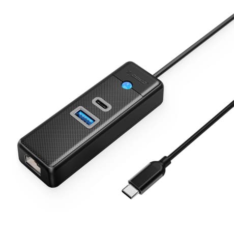 Orico PW3UR25-C3 HUB adaptér USB-C - USB 3.0 / USB-C / RJ45 2.5G 1m, čierny