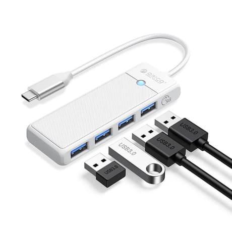 Orico PAPW4A-C3 HUB adaptér USB-C - 4x USB 3.0 0.5m, biely
