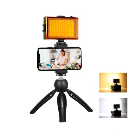 PULUZ Live Broadcast statív na mobil + LED svetlo, čierny (PKT3131B) 1