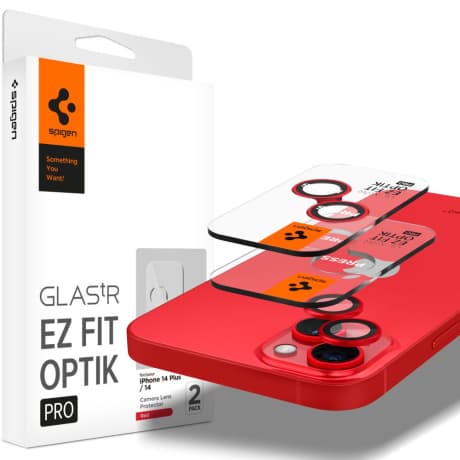 Spigen Ez Fit Optik 2x ochranné sklo na kameru na iPhone 14 / 14 Plus / 15 / 15 Plus, červené 1